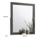 Specchio per comò Royal Hampton, cornice moderna in legno massello grigio metallizzato, 38 pollici
