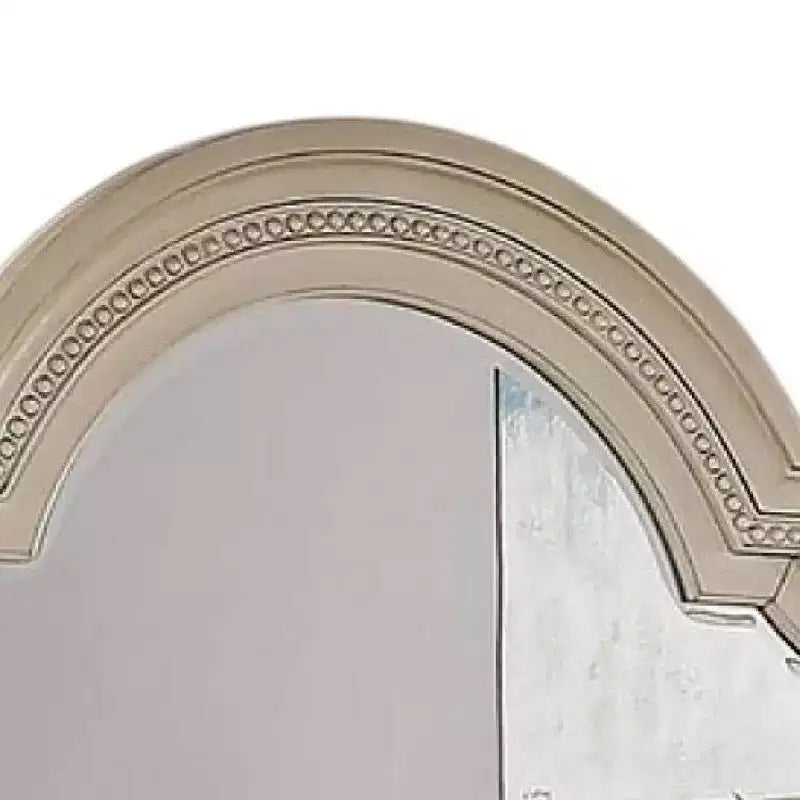 Specchio comò Royal Hampton, montanti scanalati, cornice Bell in bianco antico da 49 pollici