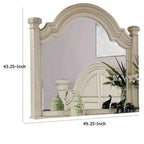 Specchio comò Royal Hampton, montanti scanalati, cornice Bell in bianco antico da 49 pollici