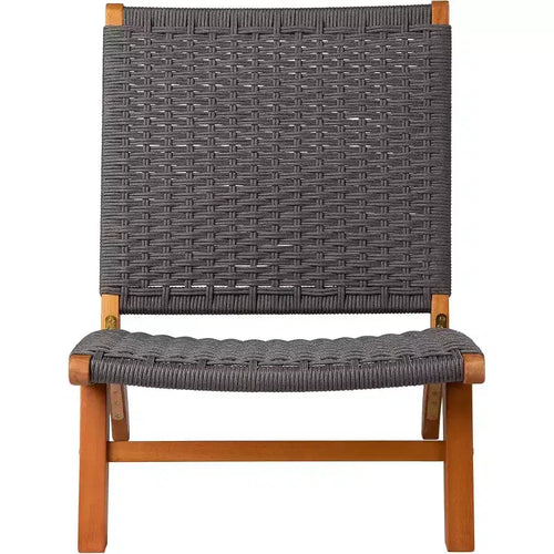Balkene Home 64010 Costa Rica Outdoor Modern Lounge Chair Eucalyptus Wood, Woven Web Seat, Mid Century Design, Reclining, Charcoal Gray