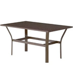 Outdoor Coffee Table with Slatted Tabletop, All-Weather Rectangle Metal Patio Coffee Table for Garden