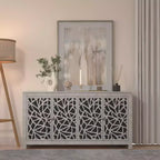Galano Sideboard with Decorative Cut-Out Doors in Black 58.4 W  15.7 D  30 H