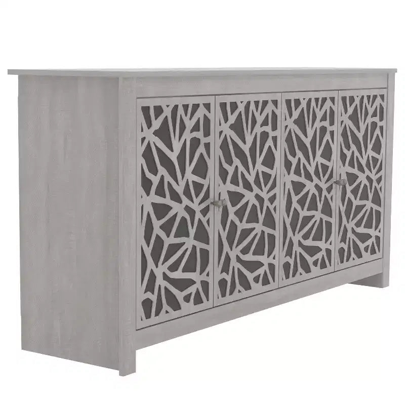 Galano Sideboard with Decorative Cut-Out Doors in Black 58.4 W  15.7 D  30 H