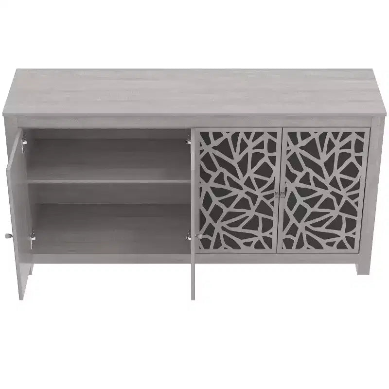 Galano Sideboard with Decorative Cut-Out Doors in Black 58.4 W  15.7 D  30 H