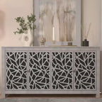 Galano Sideboard with Decorative Cut-Out Doors in Black 58.4 W  15.7 D  30 H