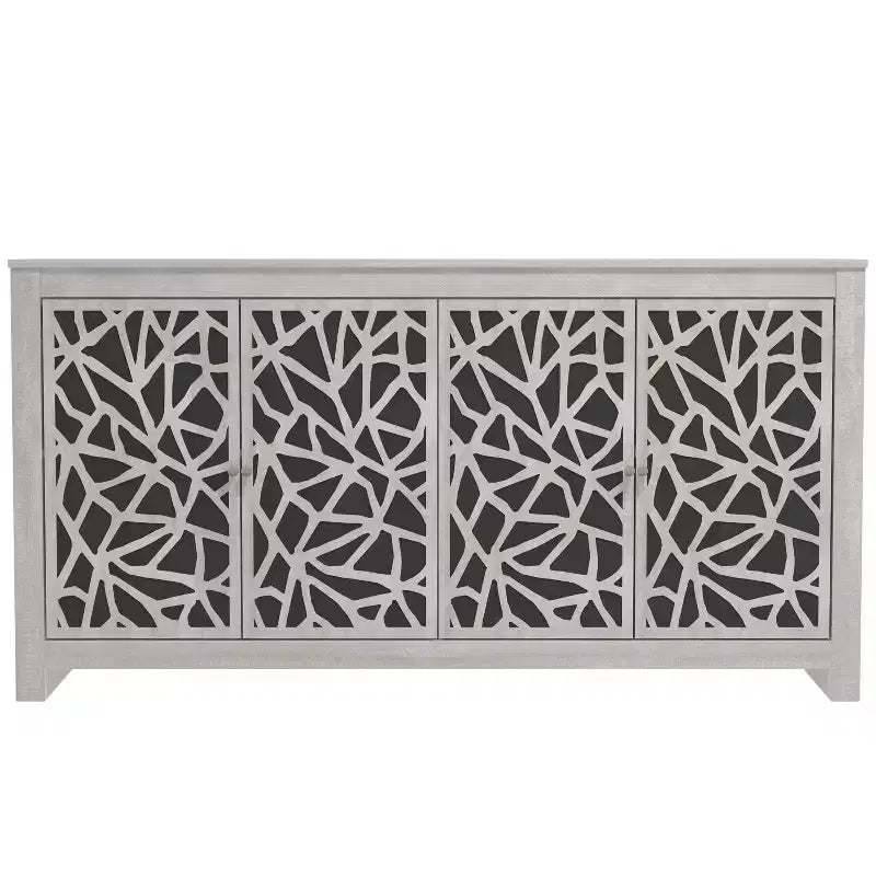 Galano Sideboard with Decorative Cut-Out Doors in Black 58.4 W  15.7 D  30 H