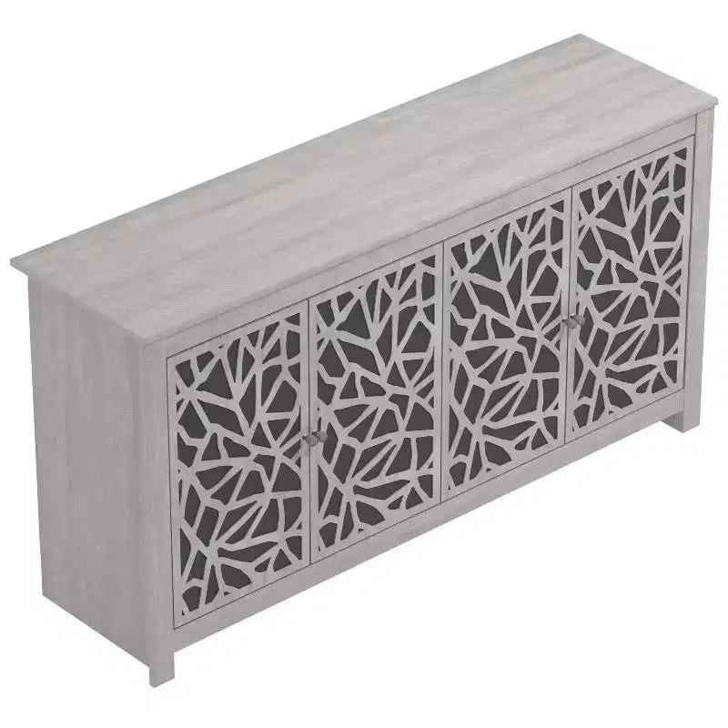 Galano Sideboard with Decorative Cut-Out Doors in Black 58.4 W  15.7 D  30 H