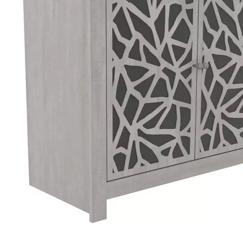 Galano Sideboard with Decorative Cut-Out Doors in Black 58.4 W  15.7 D  30 H