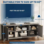 59 Wood TV Stand for TVs Up to 65 Inches, Mid Century Modern TV Entertainment Center with Storage Cabinets & Open Shelves, for Living Room