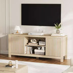 59 Wood TV Stand for TVs Up to 65 Inches, Mid Century Modern TV Entertainment Center with Storage Cabinets & Open Shelves, for Living Room
