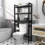 Mensola portaoggetti da bagno sopra il WC a 3 ripiani con 3 ganci, organizer autoportante, per piccoli spazi