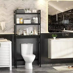 Mensola portaoggetti da bagno sopra il WC a 3 ripiani con 3 ganci, organizer autoportante, per piccoli spazi