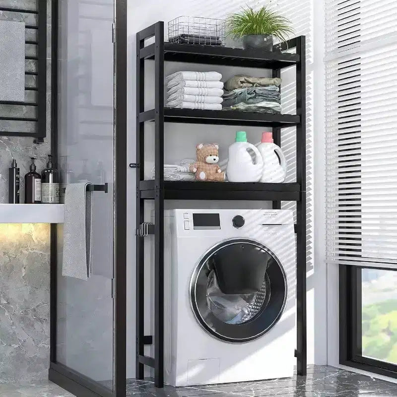 Mensola portaoggetti da bagno sopra il WC a 3 ripiani con 3 ganci, organizer autoportante, per piccoli spazi