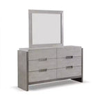 Royal Hampton Wall Mount Dresser Mirror, Beveled Accent, Gray Solid Wood 36x40