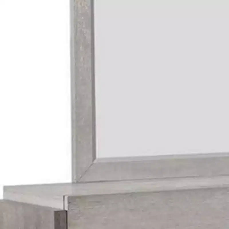 Royal Hampton Wall Mount Dresser Mirror, Beveled Accent, Gray Solid Wood 36x40