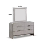 Royal Hampton Wall Mount Dresser Mirror, Beveled Accent, Gray Solid Wood 36x40