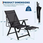 COZONY Outdoor Folding Chair with Footrest 10-Position Adjustable Reclining Lounge Chair Textilene Mesh Oversized Camping Chair 330lbs Capacity
