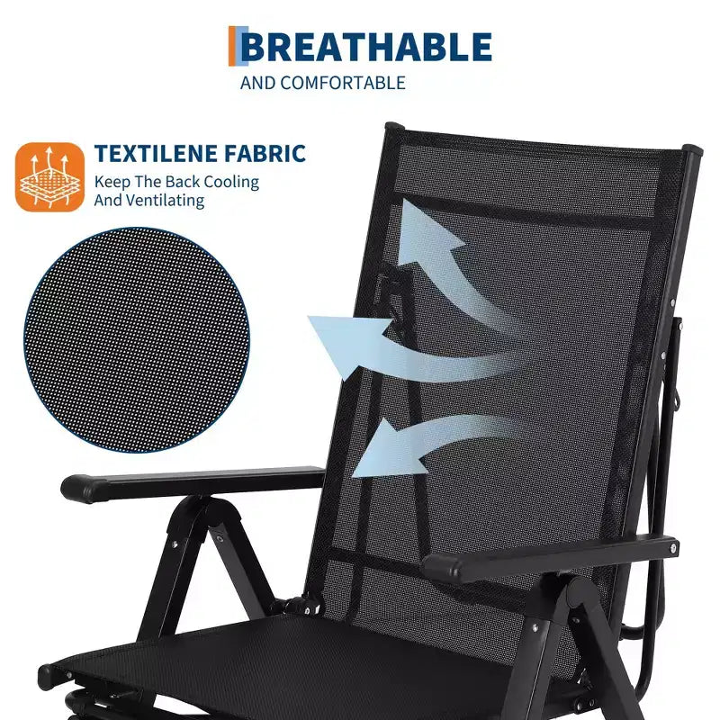 COZONY Outdoor Folding Chair with Footrest 10-Position Adjustable Reclining Lounge Chair Textilene Mesh Oversized Camping Chair 330lbs Capacity