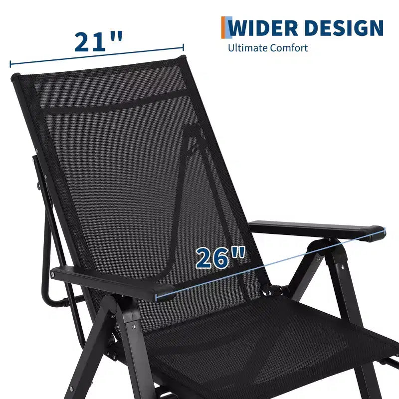 COZONY Outdoor Folding Chair with Footrest 10-Position Adjustable Reclining Lounge Chair Textilene Mesh Oversized Camping Chair 330lbs Capacity