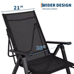 COZONY Outdoor Folding Chair with Footrest 10-Position Adjustable Reclining Lounge Chair Textilene Mesh Oversized Camping Chair 330lbs Capacity