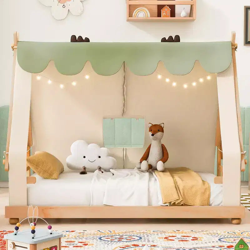 Polibi Kids Tent House Bed with Lights and Skylight