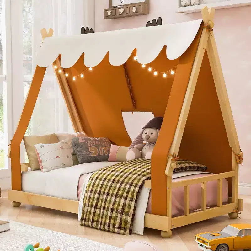 Polibi Kids Tent House Bed with Lights and Skylight