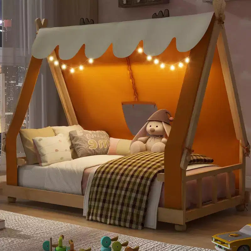 Polibi Kids Tent House Bed with Lights and Skylight