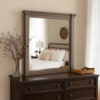 Royal Hampton Dresser Mirror, Beveled Glass, Dark Walnut Brown Wood, 39x46