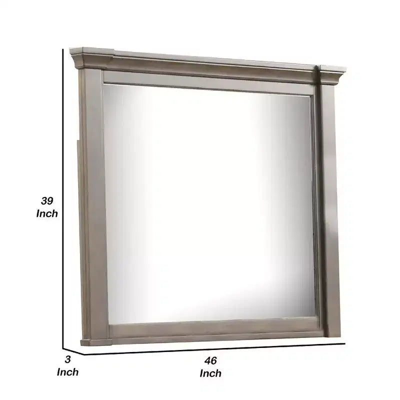 Royal Hampton Dresser Mirror, Beveled Glass, Dark Walnut Brown Wood, 39x46