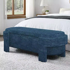 TUYOHW Oval Storage Bench,51.5 inch Linen End of Bed Ottoman Bench,Ottoman for Living Room,Bedroom,Entryway