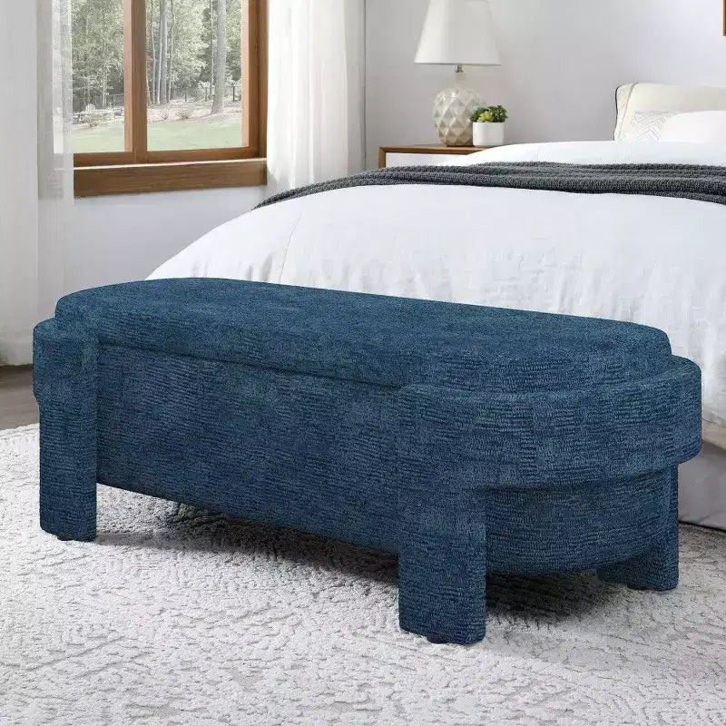 TUYOHW Oval Storage Bench,51.5 inch Linen End of Bed Ottoman Bench,Ottoman for Living Room,Bedroom,Entryway