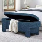 TUYOHW Oval Storage Bench,51.5 inch Linen End of Bed Ottoman Bench,Ottoman for Living Room,Bedroom,Entryway