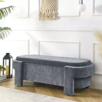 TUYOHW Oval Storage Bench,51.5 inch Linen End of Bed Ottoman Bench,Ottoman for Living Room,Bedroom,Entryway