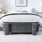 TUYOHW Oval Storage Bench,51.5 inch Linen End of Bed Ottoman Bench,Ottoman for Living Room,Bedroom,Entryway