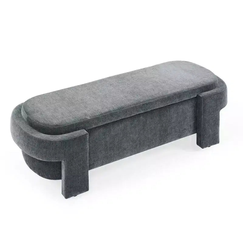 TUYOHW Oval Storage Bench,51.5 inch Linen End of Bed Ottoman Bench,Ottoman for Living Room,Bedroom,Entryway