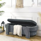 TUYOHW Oval Storage Bench,51.5 inch Linen End of Bed Ottoman Bench,Ottoman for Living Room,Bedroom,Entryway
