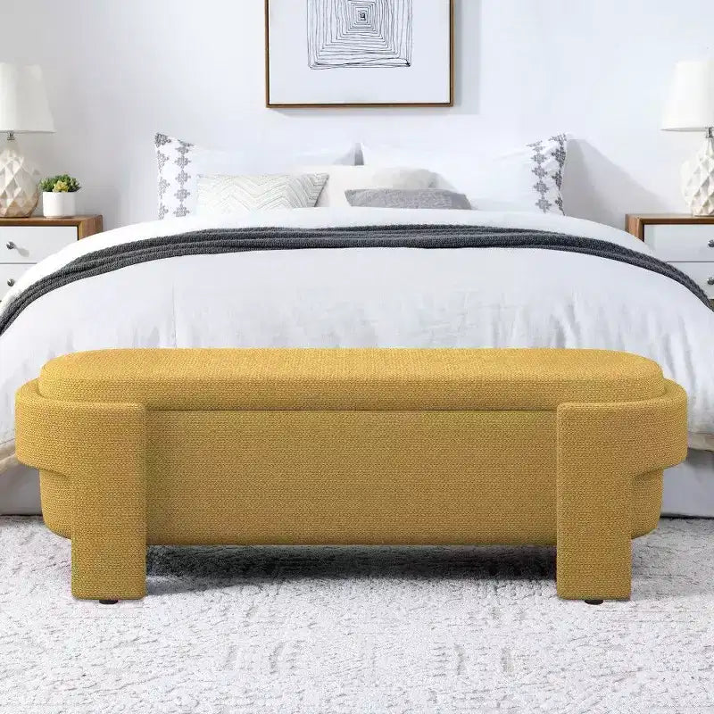 TUYOHW Oval Storage Bench,51.5 inch Linen End of Bed Ottoman Bench,Ottoman for Living Room,Bedroom,Entryway