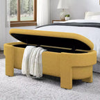 TUYOHW Oval Storage Bench,51.5 inch Linen End of Bed Ottoman Bench,Ottoman for Living Room,Bedroom,Entryway