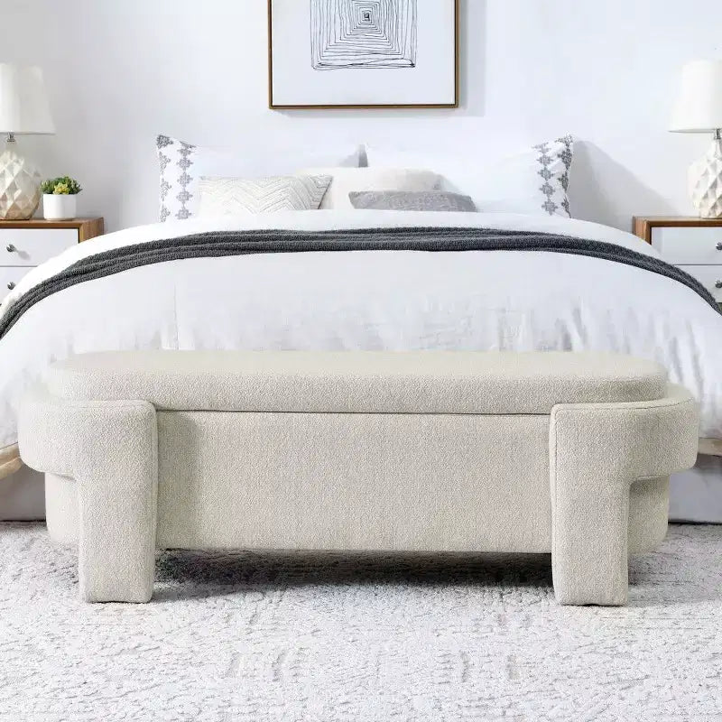 TUYOHW Oval Storage Bench,51.5 inch Linen End of Bed Ottoman Bench,Ottoman for Living Room,Bedroom,Entryway