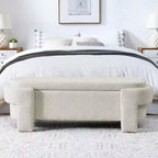 TUYOHW Oval Storage Bench,51.5 inch Linen End of Bed Ottoman Bench,Ottoman for Living Room,Bedroom,Entryway