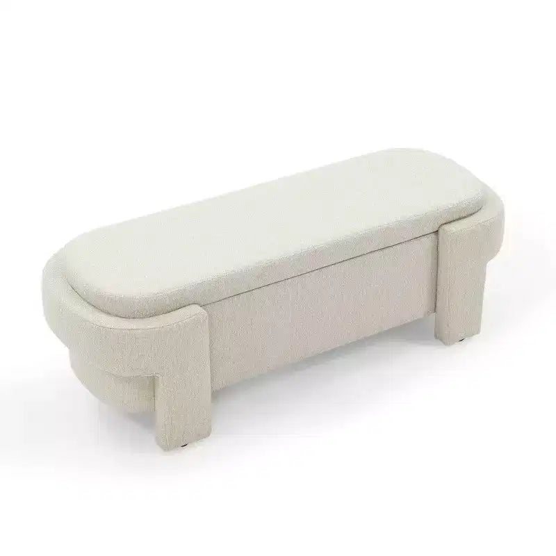 TUYOHW Oval Storage Bench,51.5 inch Linen End of Bed Ottoman Bench,Ottoman for Living Room,Bedroom,Entryway