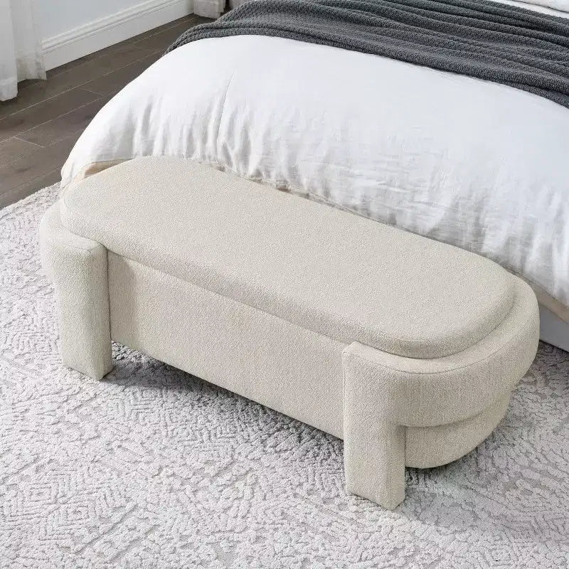 TUYOHW Oval Storage Bench,51.5 inch Linen End of Bed Ottoman Bench,Ottoman for Living Room,Bedroom,Entryway