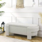 TUYOHW Oval Storage Bench,51.5 inch Linen End of Bed Ottoman Bench,Ottoman for Living Room,Bedroom,Entryway