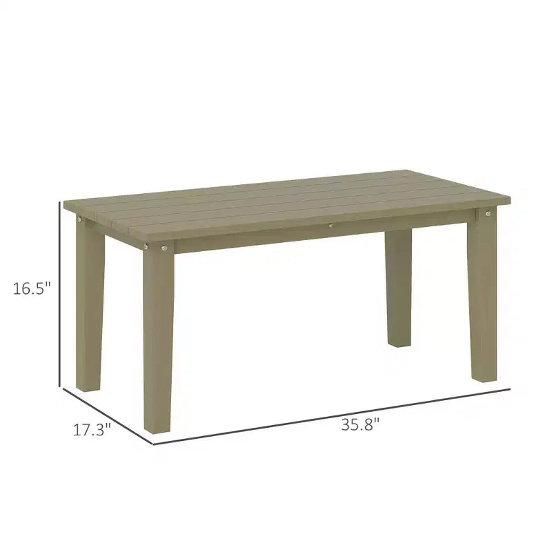 Rectangle Outdoor Coffee Table, HDPE All-Weather Outdoor Patio Table with Slatted Tabletop for Yard, Balcony