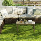 Rectangle Outdoor Coffee Table, HDPE All-Weather Outdoor Patio Table with Slatted Tabletop for Yard, Balcony