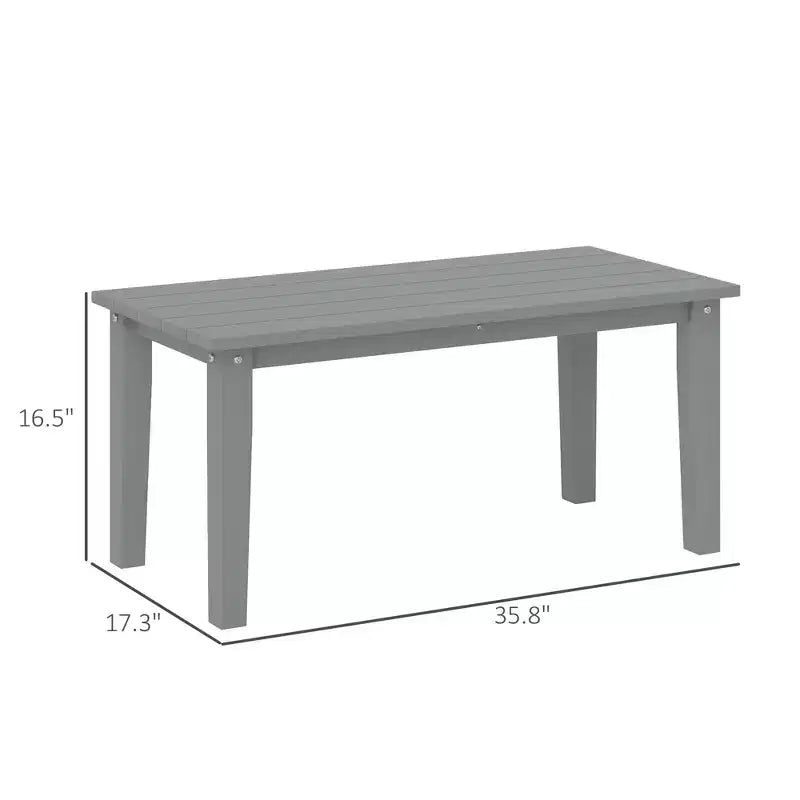 Rectangle Outdoor Coffee Table, HDPE All-Weather Outdoor Patio Table with Slatted Tabletop for Yard, Balcony