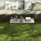 Rectangle Outdoor Coffee Table, HDPE All-Weather Outdoor Patio Table with Slatted Tabletop for Yard, Balcony