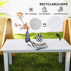 Rectangle Outdoor Coffee Table, HDPE All-Weather Outdoor Patio Table with Slatted Tabletop for Yard, Balcony