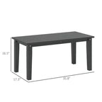 Rectangle Outdoor Coffee Table, HDPE All-Weather Outdoor Patio Table with Slatted Tabletop for Yard, Balcony