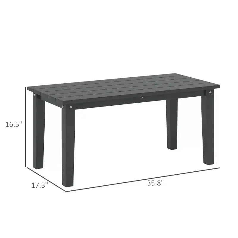 Rectangle Outdoor Coffee Table, HDPE All-Weather Outdoor Patio Table with Slatted Tabletop for Yard, Balcony